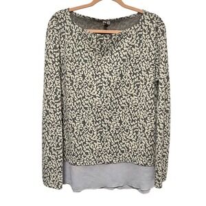 KUT From the Kloth Leopard Print Layered Long Sleeve Blouse LARGE